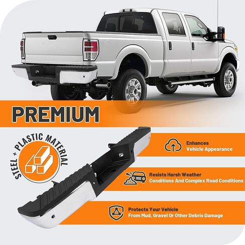 مجموعة ممتص الصدمات الخلفي من KUAFU متوافقة مع 2008-2016 Ford F250 F350 F450 F550 Super Duty FO1103150، 9C3Z17906D-PFM مع فتحات المستشعر، لوحة الترخيص وأضواء LED كروم in Saudi Arabia