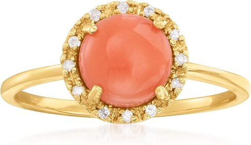 Ross-Simons Coral Ring With Diamonds in 14kt Yellow Gold in Saudi Arabia