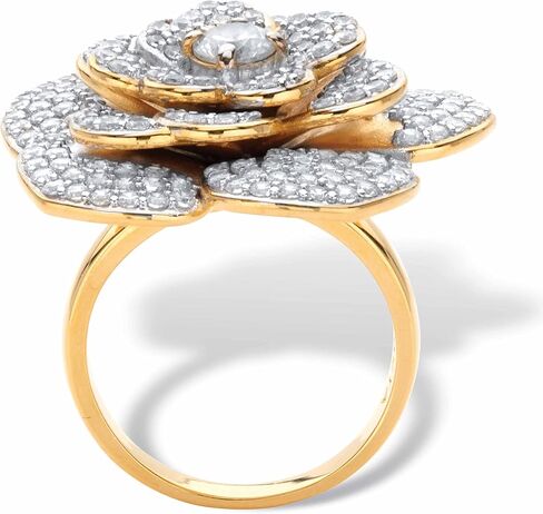 PalmBeach Yellow Gold-Plated Round Cubic Zirconia Rose Ring Sizes 6-10 in Saudi Arabia