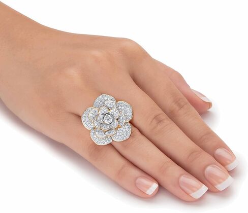 PalmBeach Yellow Gold-Plated Round Cubic Zirconia Rose Ring Sizes 6-10 in Saudi Arabia
