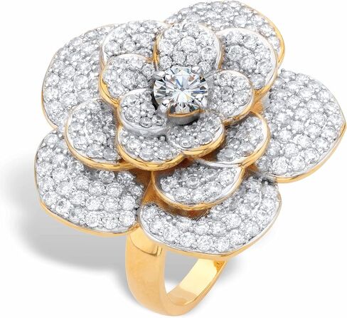 PalmBeach Yellow Gold-Plated Round Cubic Zirconia Rose Ring Sizes 6-10 in Saudi Arabia
