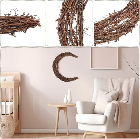 DOITOOL Moon Wreath - Natural Grapevine Crescent Moon Wreath Making Supplies in Kuwait