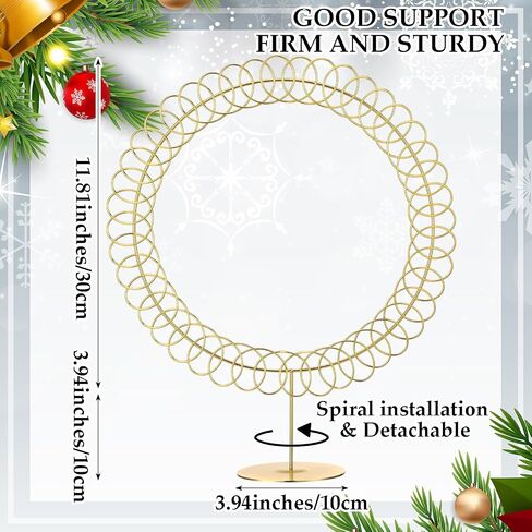 Metal Christmas Card Holder Wreath Xmas Card Display Spiral Photo Holder Decorative Tabletop Photo Rack Spiral Wreath for Holiday Party Picture Table Gift(Gold,Round) in Saudi Arabia