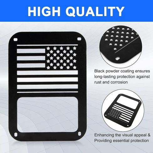 PSLER JK Tail Light Covers - US Flag Tail Light Cover, Fit for 2007-2018 Wrangler JK, Pair of Decorative Protector Exterior Light Covers with Black Powder Coating, 2 PCS With Screws and Spacers in Saudi Arabia