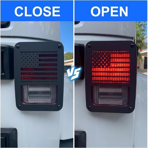 PSLER JK Tail Light Covers - US Flag Tail Light Cover, Fit for 2007-2018 Wrangler JK, Pair of Decorative Protector Exterior Light Covers with Black Powder Coating, 2 PCS With Screws and Spacers in Saudi Arabia