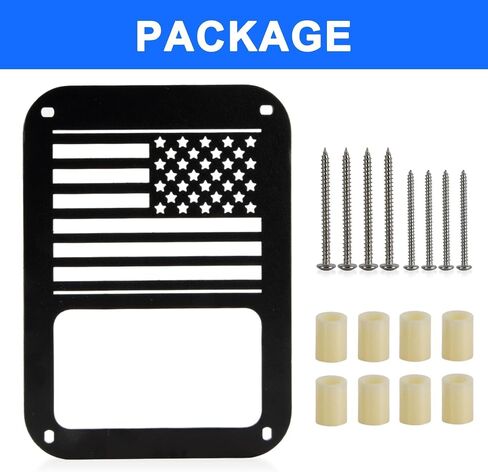 PSLER JK Tail Light Covers - US Flag Tail Light Cover, Fit for 2007-2018 Wrangler JK, Pair of Decorative Protector Exterior Light Covers with Black Powder Coating, 2 PCS With Screws and Spacers in Saudi Arabia