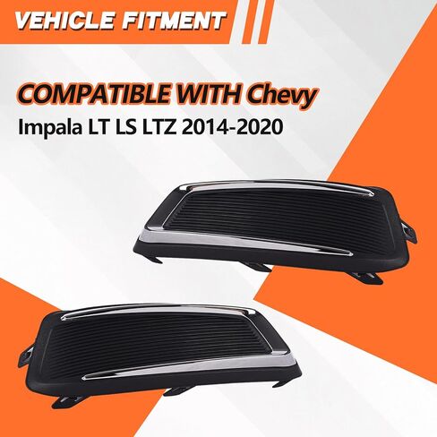 غطاء ضوء الضباب JX RACING متوافق مع 2014-2020 Chevy Impala LT LS LTZ غطاء مصباح الضباب الأمامي جانب الركاب الجانب الأيمن للسائق الجانب الأيسر من البلاستيك الكروم والأسود 22738853 GM1038145 GM1039145 in Kuwait