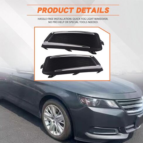 غطاء ضوء الضباب JX RACING متوافق مع 2014-2020 Chevy Impala LT LS LTZ غطاء مصباح الضباب الأمامي جانب الركاب الجانب الأيمن للسائق الجانب الأيسر من البلاستيك الكروم والأسود 22738853 GM1038145 GM1039145 in Kuwait