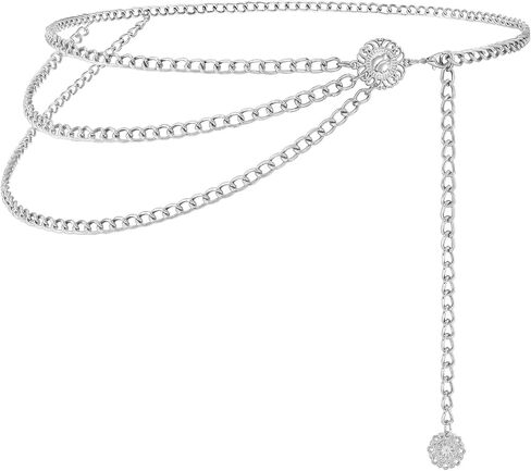 Chain Belt for Women Fashion Multilayer Metal Waist Chain Dress Belt Adjustable in Kuwait