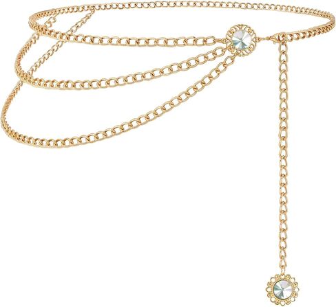 Chain Belt for Women Fashion Multilayer Metal Waist Chain Dress Belt Adjustable in Saudi Arabia