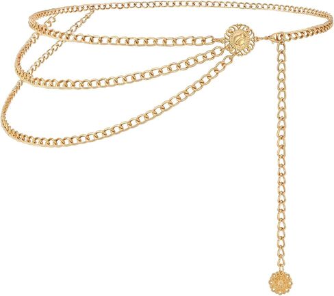 Chain Belt for Women Fashion Multilayer Metal Waist Chain Dress Belt Adjustable in Kuwait
