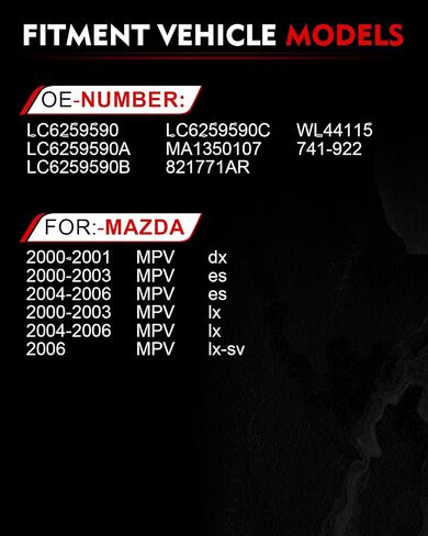 Front Left Driver Side Power Window Regulator with Motor for:-Mazda MPV 2000 2001 2002 2003 2004 2005 2006, for MPV 00 01 02 03 04 05 06, 2 Pins Connector Replace# LC6259590 LC6259590A in Saudi Arabia