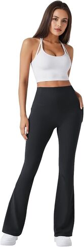 سراويل اليوغا النسائية من TOPYOGAS ذات الخصر العالي للتحكم في البطن، سراويل ضيقة مضيئة للتمرين مع جيوب in Kuwait