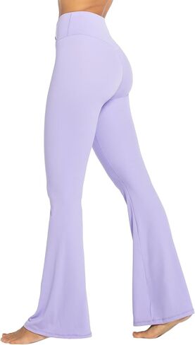 Sunzel Flare Leggings، سروال يوجا متقاطع مع تحكم في البطن، خصر عالٍ وساق واسعة، بدون درزات أمامية أرجواني كبير 34 بوصة درزة داخلية in Saudi Arabia