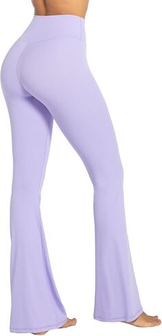 Sunzel Flare Leggings، سروال يوجا متقاطع مع تحكم في البطن، خصر عالٍ وساق واسعة، بدون درزات أمامية أرجواني كبير 34 بوصة درزة داخلية in Saudi Arabia