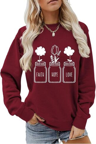 Christian Sweatshirts for Women Religious Shirts Faith Hoodie Jesus Sweatshirt Floral Long Sleeve Pullover in Saudi Arabia