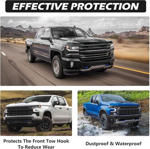 Tow Hook Covers Fit for Chevy Silverado 1500 2007-2024, Hitch Cover Front Customized Car Tow Hooks Compatible with Chevrolet Silverado 1500 Accessories 2007-2024 (Blue) in Kuwait