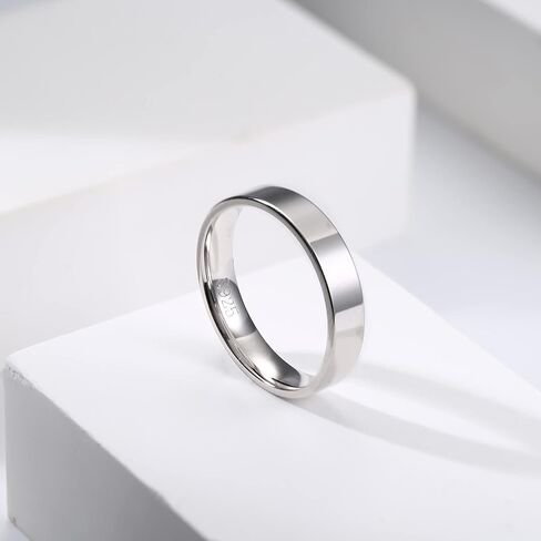 925 Sterling Silver Rings for Women Men Stackable Statement 18K White Gold Plated Thin Plain Thumb Ring Wedding Band Ring in Saudi Arabia
