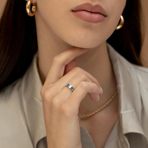925 Sterling Silver Rings for Women Men Stackable Statement 18K White Gold Plated Thin Plain Thumb Ring Wedding Band Ring in Saudi Arabia