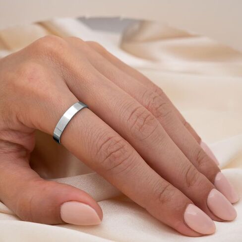 925 Sterling Silver Rings for Women Men Stackable Statement 18K White Gold Plated Thin Plain Thumb Ring Wedding Band Ring in Saudi Arabia