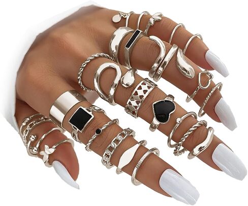 Gold Plated Knuckle Rings Set For Women,Vintage Stackable Joint Finger Midi Rings Dainty Simple Twist Hollow Rings Pack,Aesthetic Adjustable Y2K Punk Stacking Rings Jewelry Accessories in Kuwait
