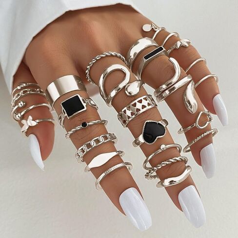 Gold Plated Knuckle Rings Set For Women,Vintage Stackable Joint Finger Midi Rings Dainty Simple Twist Hollow Rings Pack,Aesthetic Adjustable Y2K Punk Stacking Rings Jewelry Accessories in Kuwait
