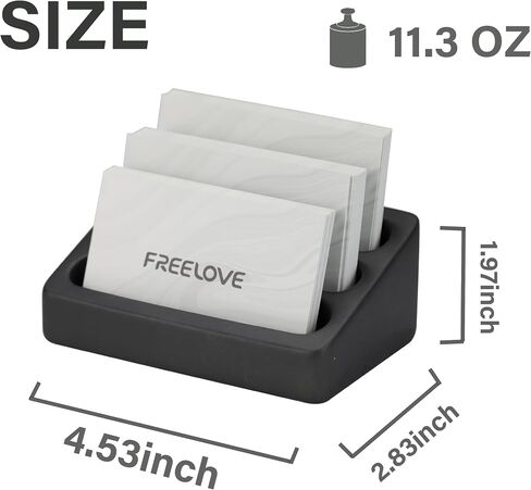 FREELOVE Desktop Card Holder, Concrete, Handmade, 3 Stair 3 Slots, Fits 30-50 Business Cards, Stone Weighted, Smooth Finish, Eva Base, Office Desk Organizer (Dark Grey, Small) in Kuwait