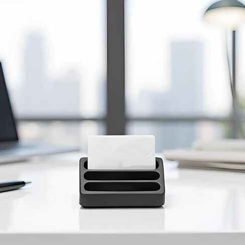 FREELOVE Desktop Card Holder, Concrete, Handmade, 3 Stair 3 Slots, Fits 30-50 Business Cards, Stone Weighted, Smooth Finish, Eva Base, Office Desk Organizer (Dark Grey, Small) in Kuwait