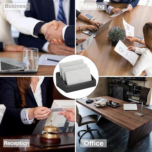 FREELOVE Desktop Card Holder, Concrete, Handmade, 3 Stair 3 Slots, Fits 30-50 Business Cards, Stone Weighted, Smooth Finish, Eva Base, Office Desk Organizer (Dark Grey, Small) in Kuwait