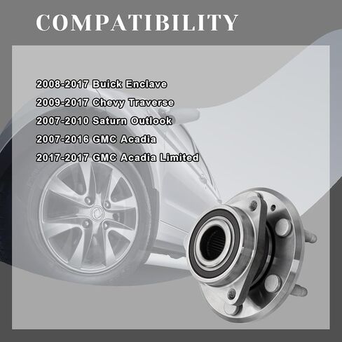 Front/Rear Wheel Bearing Hubs Assembly Compatible with 2008-2016 Buick Enclave, 2009-2016 Chevy Traverse, 2007-2016 GMC Acadia, 2007-2010 Saturn Outlook, 6 Lugs w/ABS, Pair Hubs, OEM 513277 in Saudi Arabia