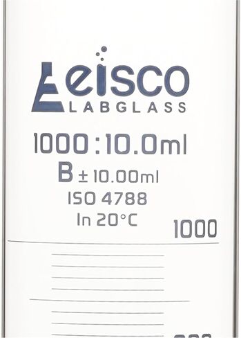 أسطوانة متدرجة من EISCO، 500 مل - فئة التسامح B ± 5.00 مل - قاعدة مستديرة - التخرج الأزرق - زجاج البورسليكات 3.3 in Saudi Arabia