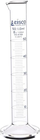 EISCO Graduated Cylinder, 500ml - Class B Tolerance ±5.00ml - Round Base - Blue Graduations - Borosilicate 3.3 Glass in Saudi Arabia