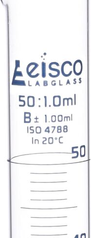 EISCO Graduated Cylinder, 500ml - Class B Tolerance ±5.00ml - Round Base - Blue Graduations - Borosilicate 3.3 Glass in Saudi Arabia