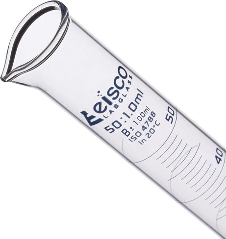 EISCO Graduated Cylinder, 500ml - Class B Tolerance ±5.00ml - Round Base - Blue Graduations - Borosilicate 3.3 Glass in Saudi Arabia