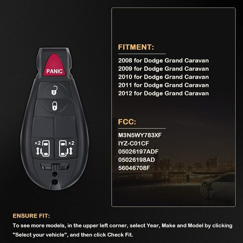2 X Keyless Entry Remote Key Fob for Dodge Grand Caravan for Chrysler Town & Country for Jeep Commander for Dodge Ram 2500 3500 2008-2016 M3N5WY783XF IYZ-C01CF 05026197ADF-433Mhz in Saudi Arabia