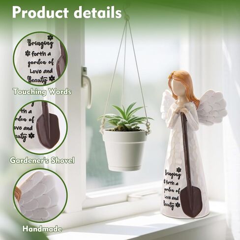 Gardening Gifts for Women,Handmade 6 inch Angel Gardener Statue Holding Shovel - Gift for Gardeners Women, Unique Gardening Gift,Resin Garden/Home Decor (Granite) in Saudi Arabia