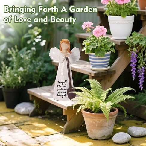 Gardening Gifts for Women,Handmade 6 inch Angel Gardener Statue Holding Shovel - Gift for Gardeners Women, Unique Gardening Gift,Resin Garden/Home Decor (Granite) in Saudi Arabia
