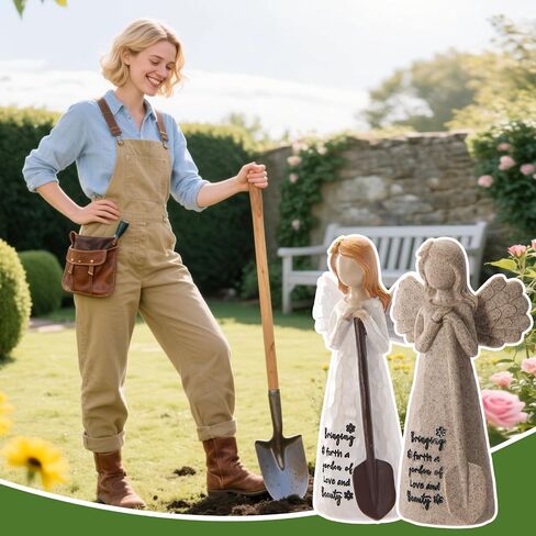 Gardening Gifts for Women,Handmade 6 inch Angel Gardener Statue Holding Shovel - Gift for Gardeners Women, Unique Gardening Gift,Resin Garden/Home Decor (Granite) in Saudi Arabia