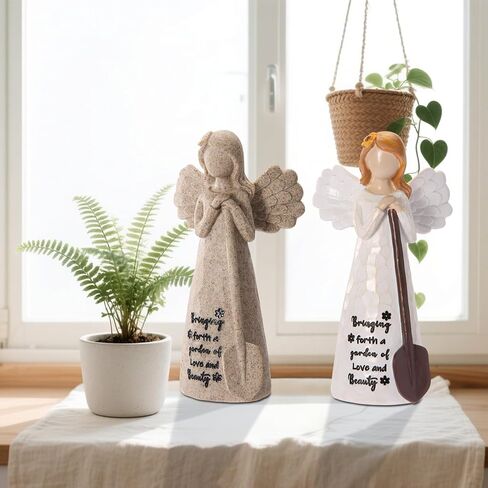 Gardening Gifts for Women,Handmade 6 inch Angel Gardener Statue Holding Shovel - Gift for Gardeners Women, Unique Gardening Gift,Resin Garden/Home Decor (Granite) in Saudi Arabia