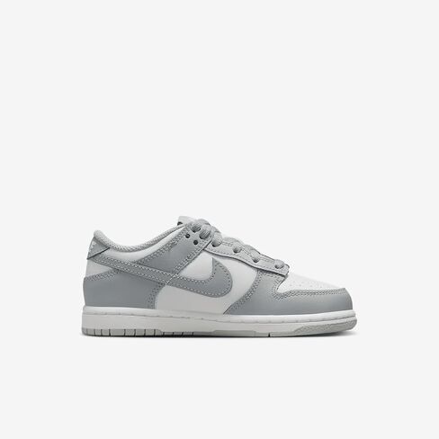 Nike Dunk Low Little Kids' Shoes (FB9108-123, White/White/Light Smoke Grey) in Saudi Arabia