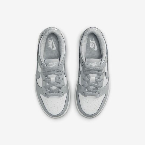Nike Dunk Low Little Kids' Shoes (FB9108-123, White/White/Light Smoke Grey) in Saudi Arabia