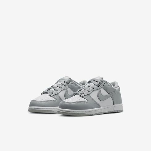Nike Dunk Low Little Kids' Shoes (FB9108-123, White/White/Light Smoke Grey) in Saudi Arabia