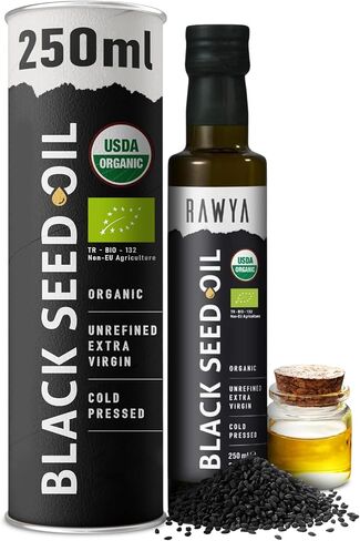 RAWYA Black Seed Oil - Cold Pressed Organic Natural Supplement, Glass Bottle,Non-GMO, Black Cumin Seed Oil, Kalonji Oil, Nigella Oil - 2 Pack of 8.4 Fl Oz in Saudi Arabia