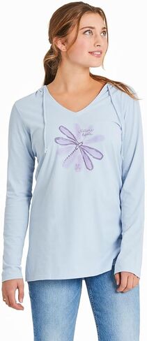 Life is Good Women's Inkbrush Nature LS Crusher Hooded Tee, Glacier Blue, X-Large in Saudi Arabia