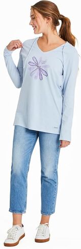 Life is Good Women's Inkbrush Nature LS Crusher Hooded Tee, Glacier Blue, X-Large in Saudi Arabia