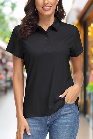 Women’s Short Sleeve Golf Polo Shirts UPF 50+ Sun Protection Quick Dry 4 Buttons Casual Tops Athletic Collared Tennis Polos in Saudi Arabia
