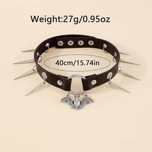 Spiked Choker for Women Goth Black Leather Spike Choker Collar Punk Spider Bat Pendant Necklace Halloween Costumes Cosplay Accessories in Saudi Arabia