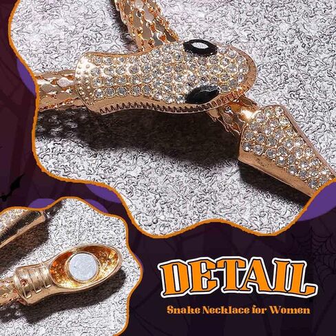 مجموعة مجوهرات فاشي ثعبان قلادة ذهبية وأقراط زي ثعبان ميدوسا إكسسوارات هولوين للنساء in Kuwait