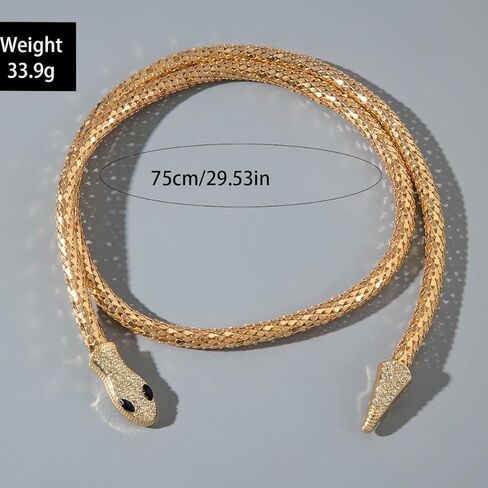 مجموعة مجوهرات فاشي ثعبان قلادة ذهبية وأقراط زي ثعبان ميدوسا إكسسوارات هولوين للنساء in Kuwait