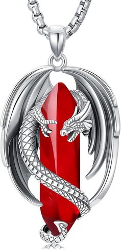 Dragon Necklace 925 Sterling Silver Crystal Dragon Pendant Healing Crystal Pendant Spiritual Protection Dragons Jewelry Gifts for Men Women in Saudi Arabia